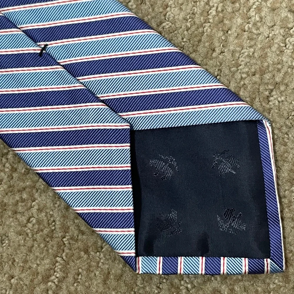 Brooks Brothers Makers Necktie Blue Red Preppy Striped Silk Classic Repp Tie
